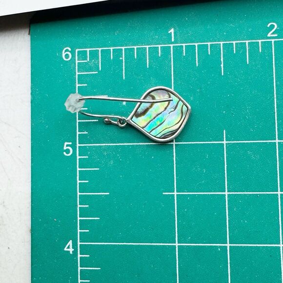 Sterling Silver Abalone Marcasite Sparkling Iridescent Drop Earrings SLC 925 Th - Picture 12 of 16